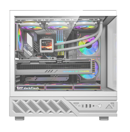 Kasë DarkFlash DS950, Full-Tower, E-ATX Support, Tempered Glass, e bardhë
