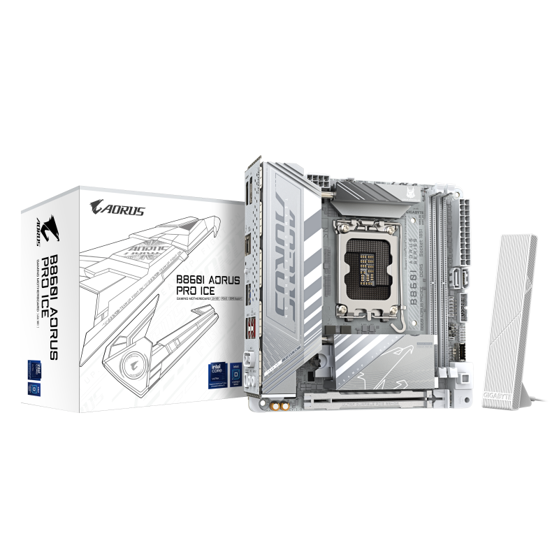 Motherboard GIGABYTE B860I AORUS PRO ICE, ITX, DDR5, e bardhë