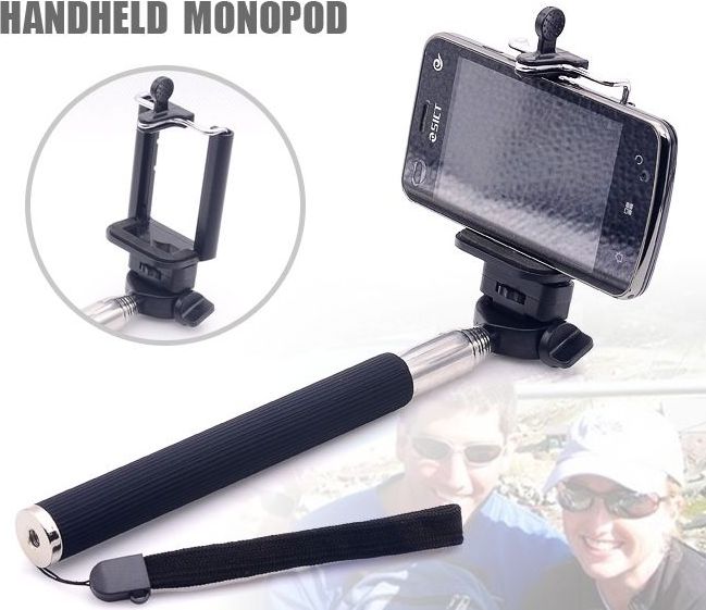Selfie stick Xrec Monopod, deri 110 cm, me mbajtës telefoni, i zi