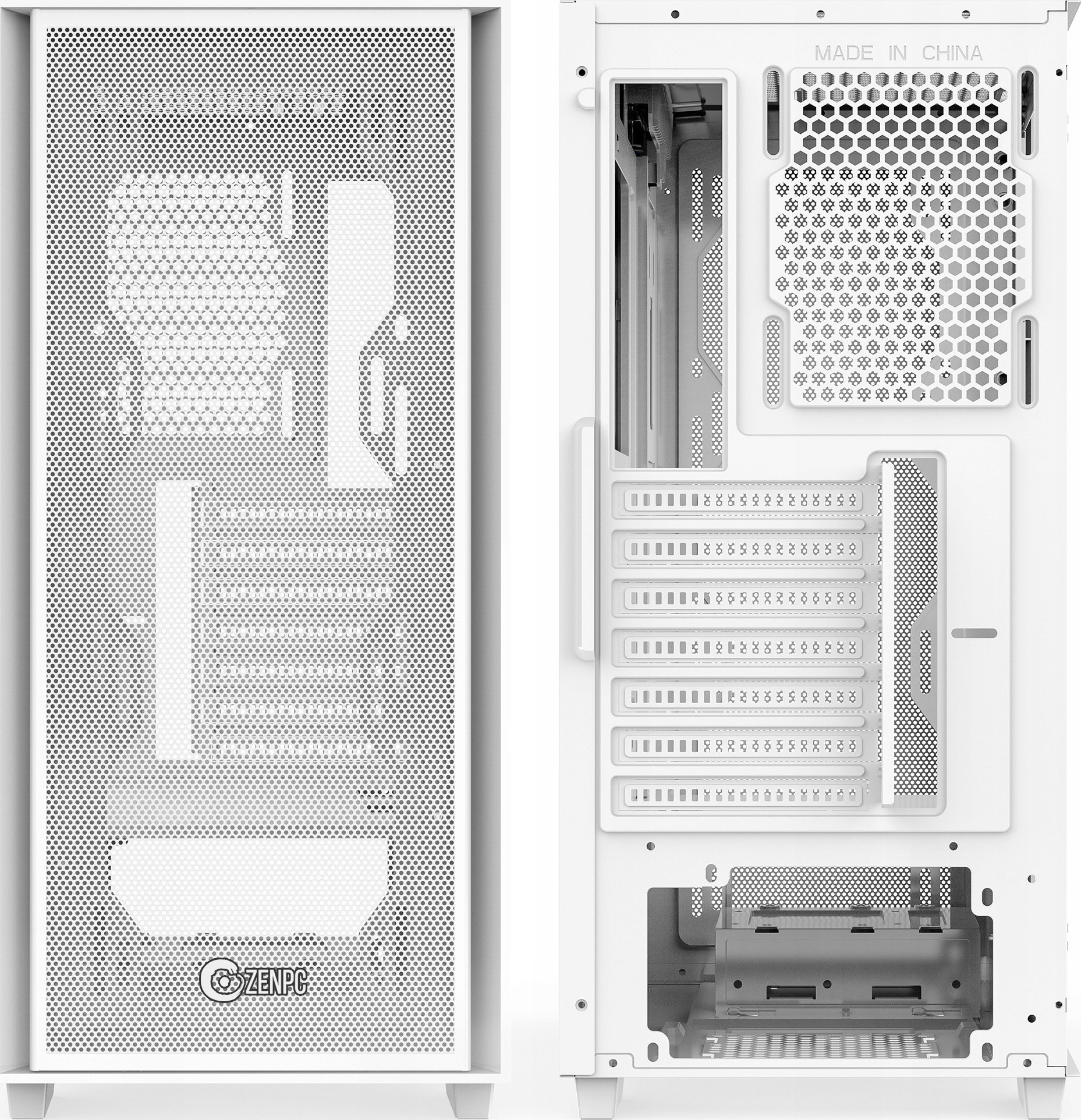 Kullë PC Zenpc Z1 Mesh ARGB TG, Midi Tower, 4 ventilatorë ARGB, e bardhë