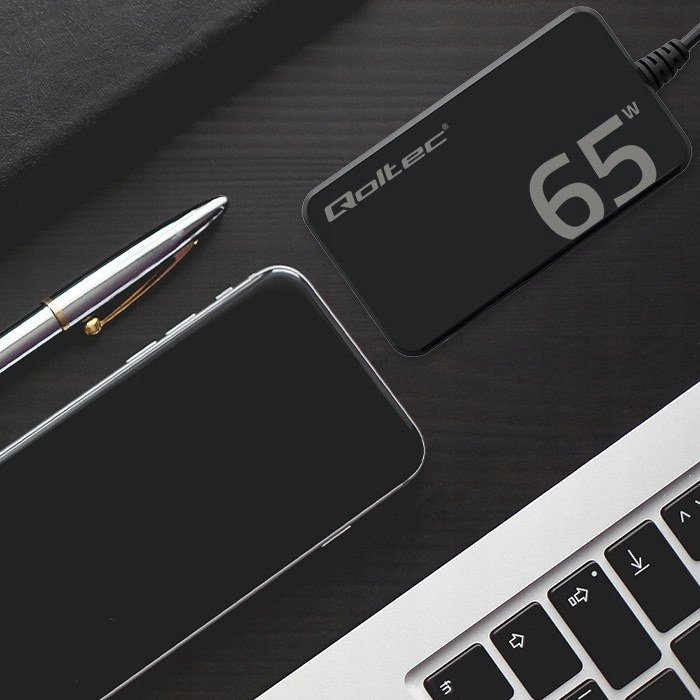 Karikues rrjeti Qoltec GaN Fast Slim D, 65W, USB C 3.1, i zi