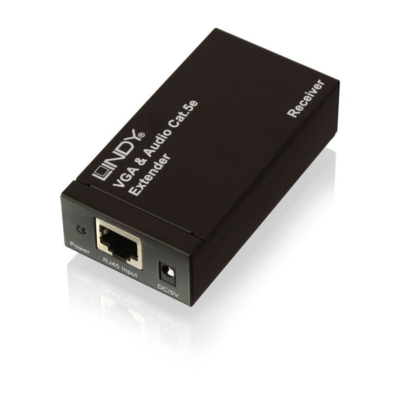 Zgjatues VGA me audio Lindy 300m Cat.6, me njësi transmetuese dhe marrëse, metalik