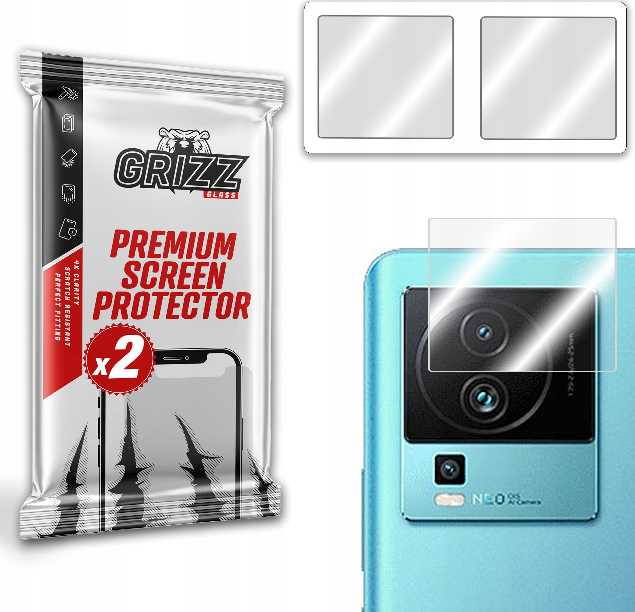Mbrojtës xhami kamerë GrizzGlass për Vivo iQOO Neo7 SE, hibrid, transparnt