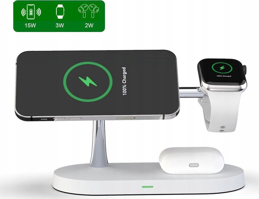 Karikues wireless Blow WCH-08, 15W, 3 në 1, i bardhë