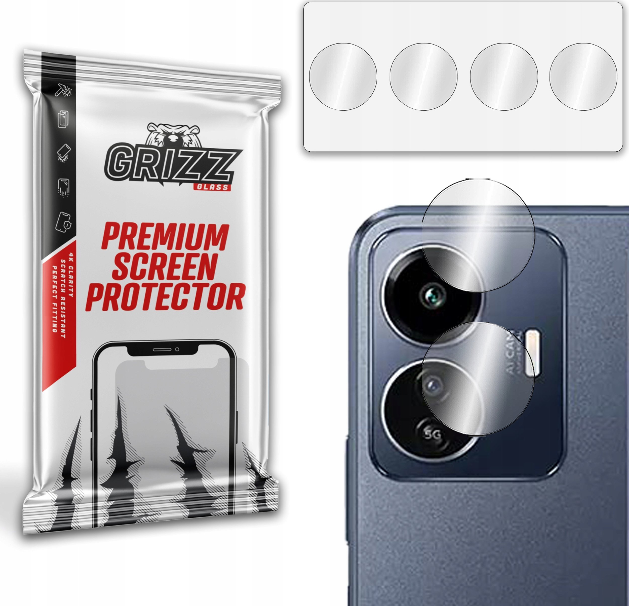 Xham mbrojtës kamere GrizzGlass për vivo iQOO Z6 Lite, HybridGlass, 2 copë, transparent