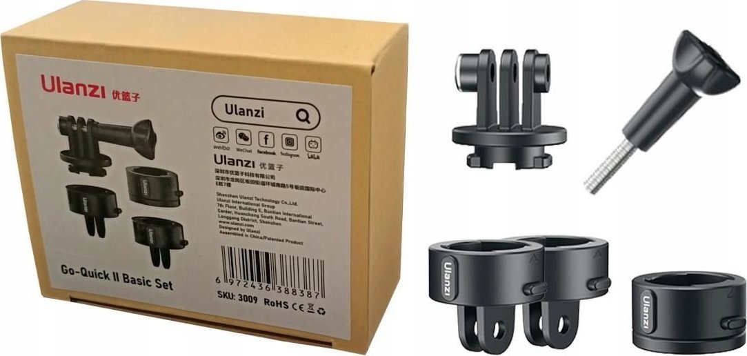 Set quick release për kamera sportive Ulanzi Go-Quick II Basic, pllakë magnetike, montim 1/4", i zi