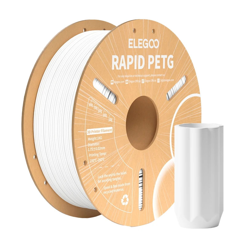 Filament 3D Elegoo Rapid PETG, 1.75mm, 1kg, i bardhë