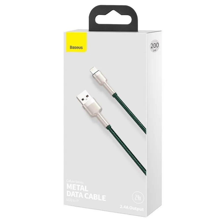 Kabllo USB Baseus USB A në Lightning, 2 m, jeshile