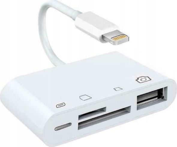 Adapter Lexues karte Zenwire Memory Card Reader, Lightning, SD Micro SD USB 256GB, i bardhë