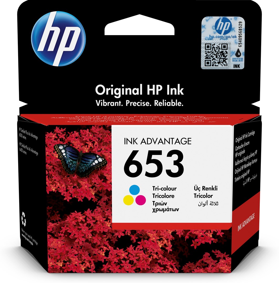 Ngjyrë për printer HP 653, 5 ml, e kaltër / vjollcë /  e verdhë