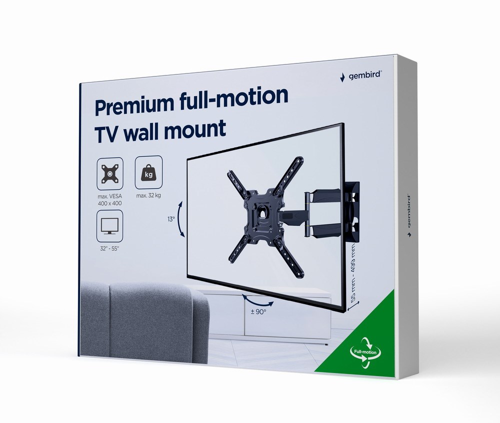 Mbajtëse muri për TV Gembird WM-55ST-01, 32"-55", e zezë