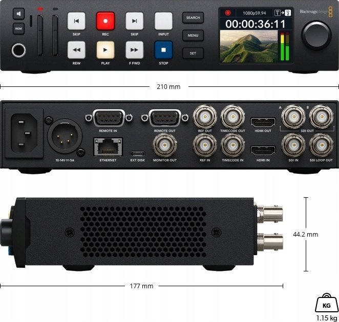 Regjistrues video Blackmagic Design HyperDeck Studio HD Plus, 6G SDI, Ultra HD 30fps, i zi