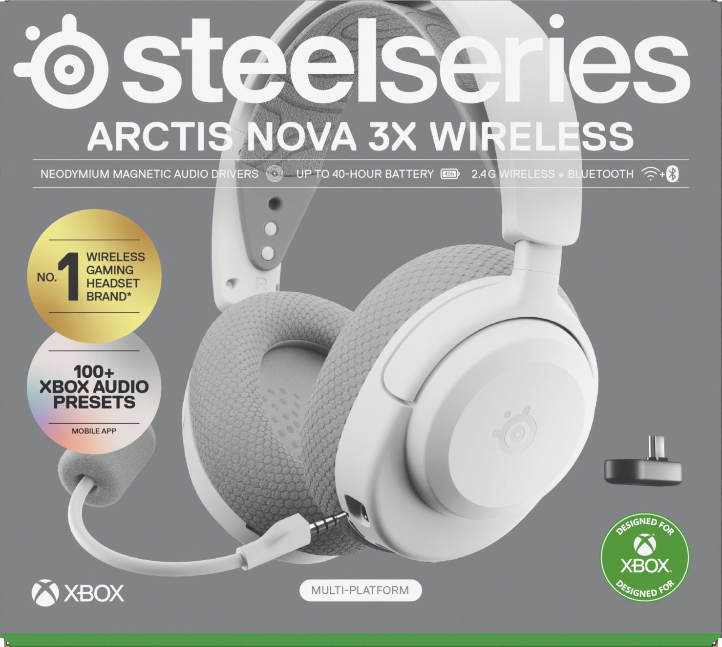 Слушалки гејминг SteelSeries Arctis Nova 3X Wireless, за Xbox, безжични, бели