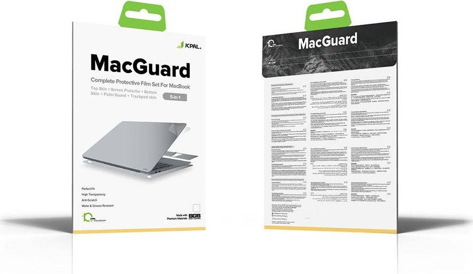 Folie mbrojtëse JCPAL MacGuard për MacBook Air 13" 2018, set 2 në 1, argjendtë