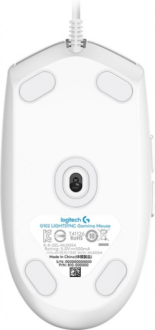 Maus Logitech G102 Lightsync, i bardhë