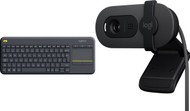 Set tastierë dhe kamerë Logitech K400 Plus me touchpad, wireless, Brio 100, e zezë