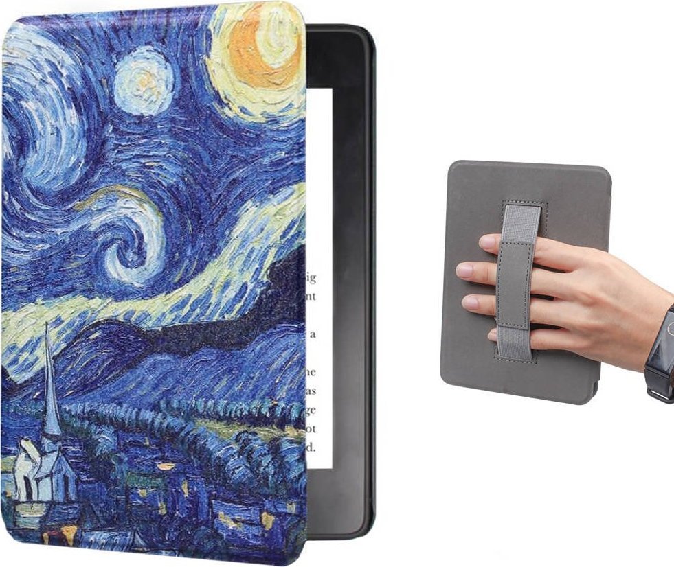 Mbulesë tablet Strado Graphic Case për Kindle Paperwhite 5, mbyllje magnetike, funksion auto sleep wake, me motiv Starry Sky