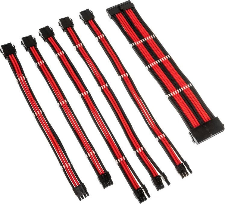 Set zgjatues kabllosh Kolink Core Adept, të gërshetuara, për PSU PCIe 5.0, zi kuqe