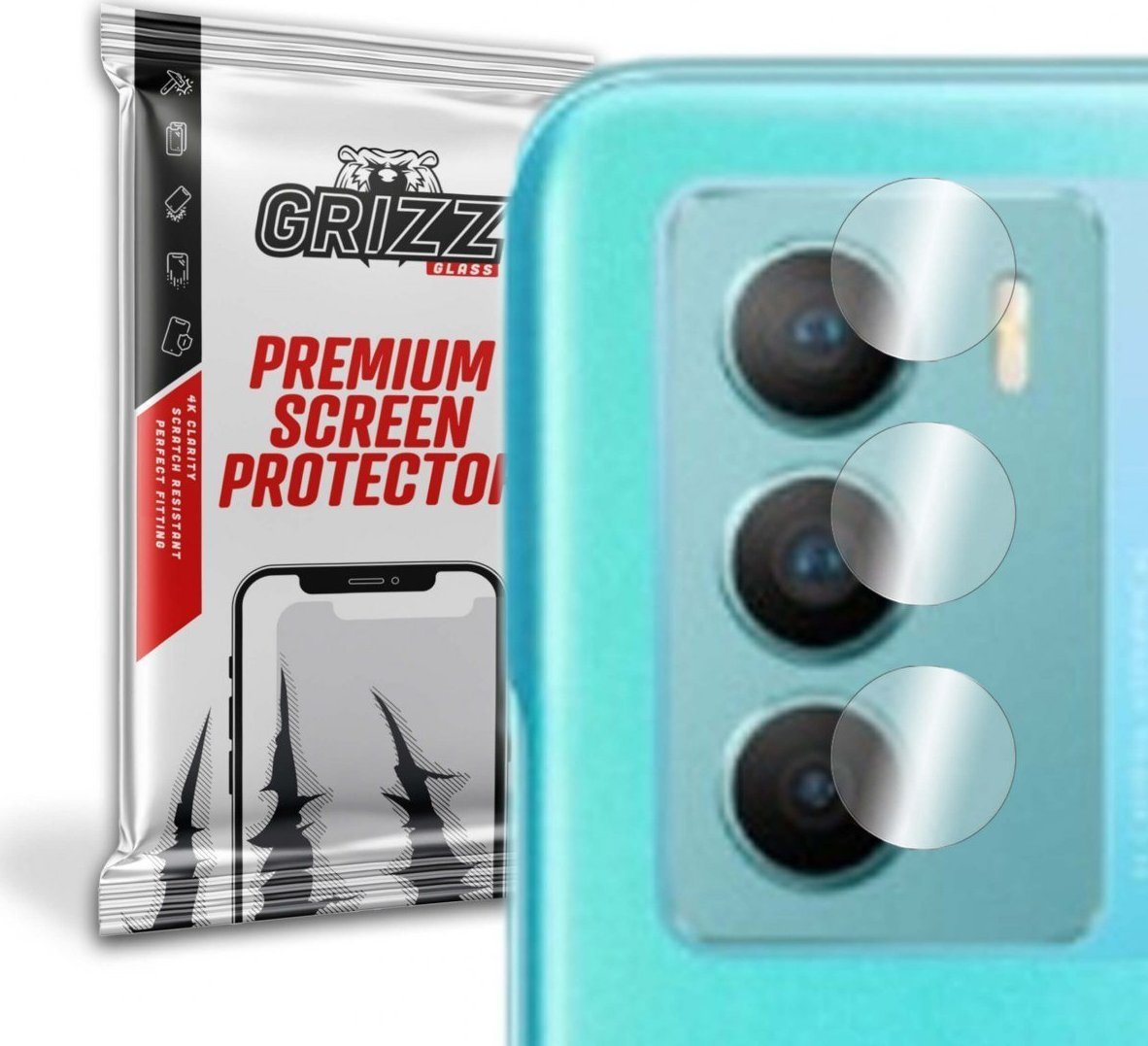 Mbrojtës kamere GrizzGlass për Vivo T1 5G, xham hibrid, set 2 copë, transparent