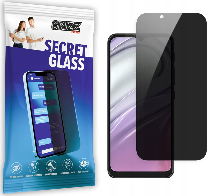 Xham privatësie Grizz SecretGlass për Motorola Moto G20 5G, xham qeramik, rezistent ndaj gërvishtjeve