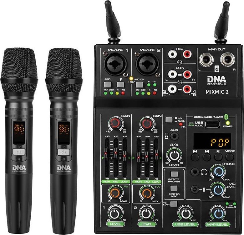Set mikseri me mikrofonë wireless DNA MIXMIC 2, 5 kanale, Bluetooth USB, i zi