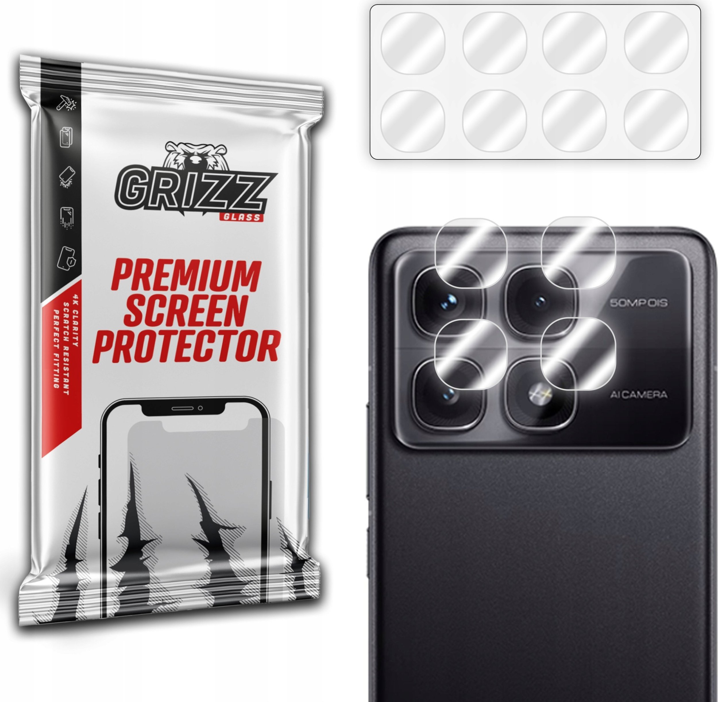 Xham mbrojtës kamere Grizz HybridGlass për Xiaomi Redmi K70 Ultra, set 2 copë, transparent