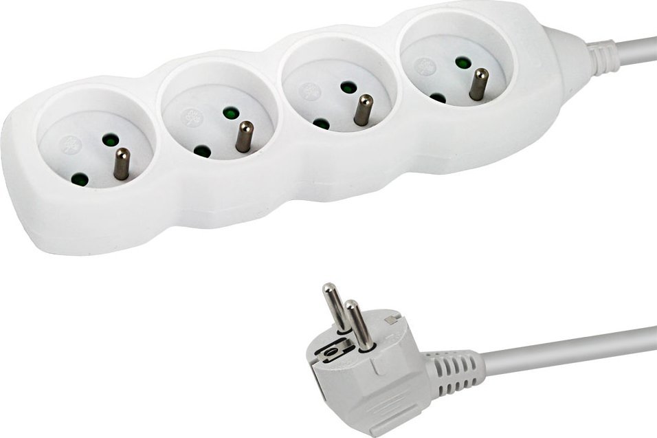 Zgjatim elektrik Esperanza Power Strip, 4 prize, 1.5m, i bardhë