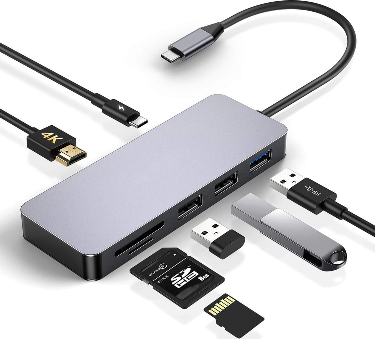 Replikator/Stacion për USB-C Platinet 7in1 (PMMA9822), i hirtë