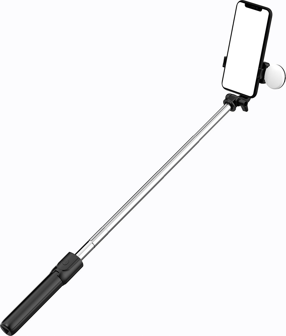Selfie stick me tripod WR1YXS, 0.71m, dritë unazë LED, i zi