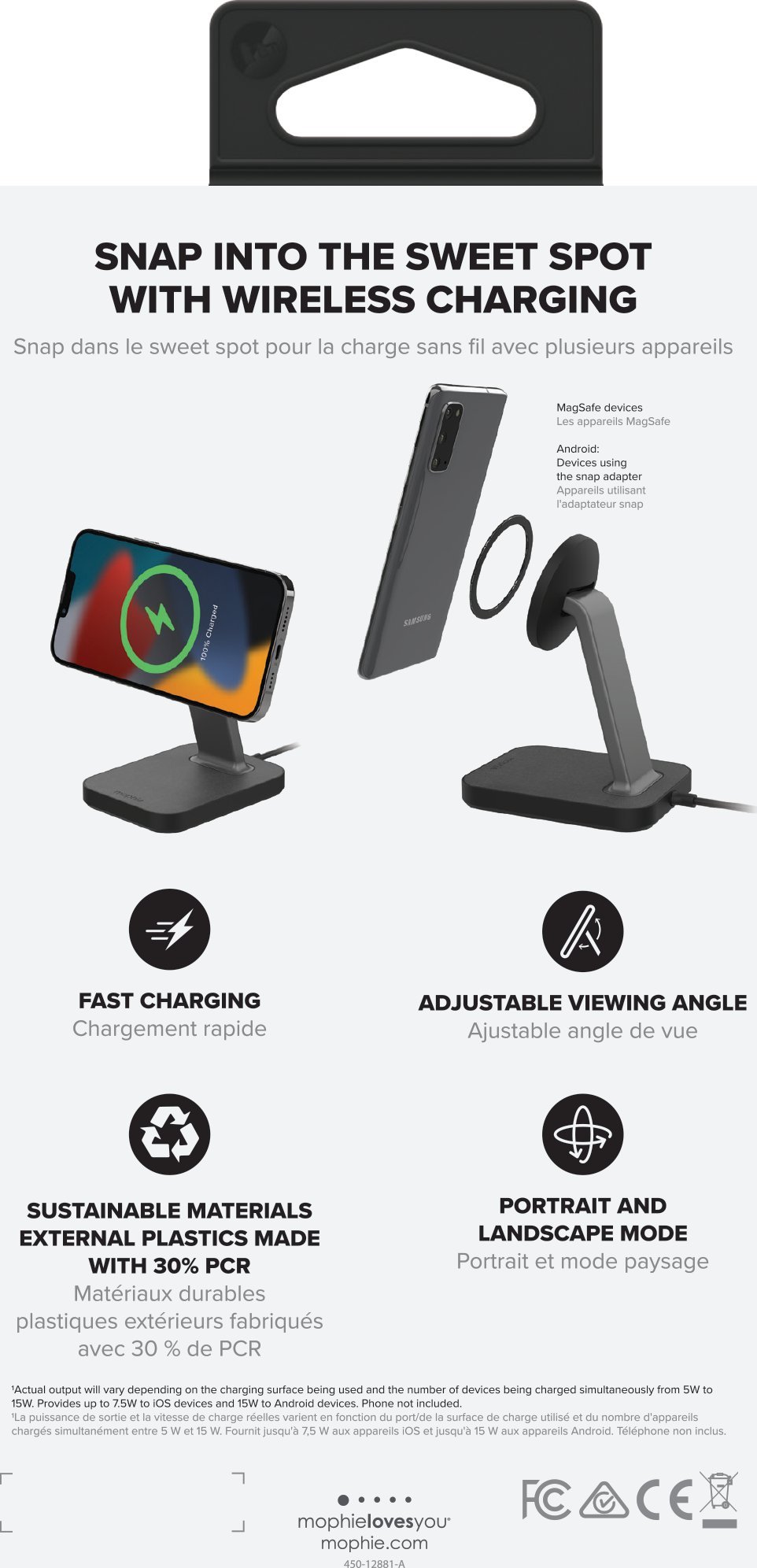 Karikues wireless Zagg Mophie Snap+, 401309746, karikim i shpejtë, i zi