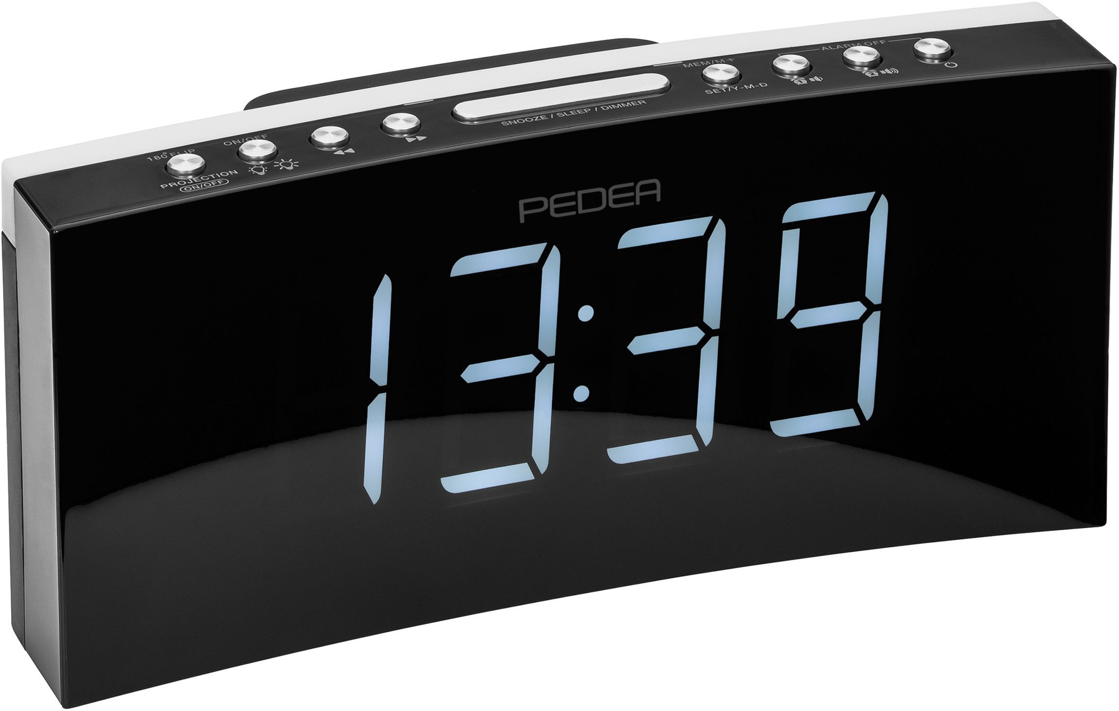 Radio me orë PEDEA 55005200, FM, me rrymë elektrike, e zezë