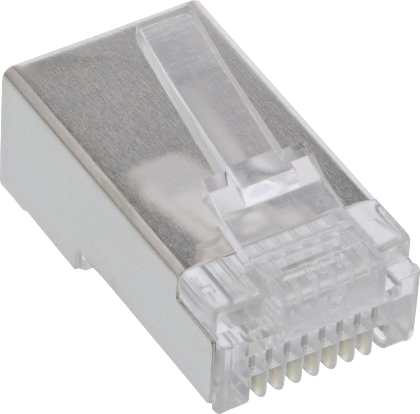 Konektorë RJ45 InLine 8P8C, të mbrojtur, për kabllo rrumbullake, paketim 100 copë