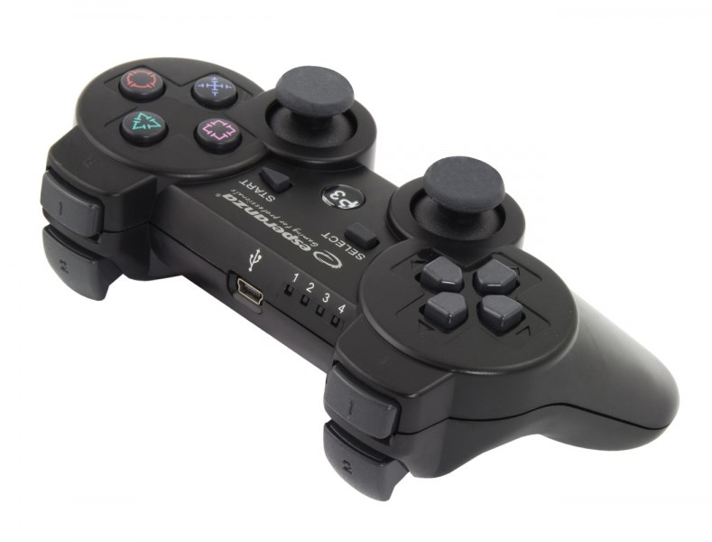 Gamepad pa tela Esperanza Marine EGG109K, Bluetooth, për PS3, i zi
