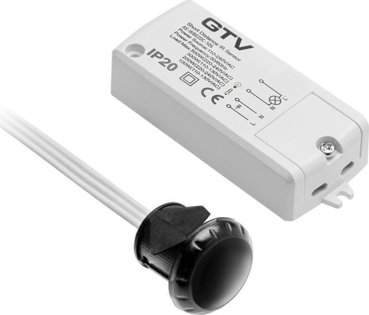 Çelës ndriçimi me sensor GTV AE-WBEZDC-10S, pa kontakt, 500W, i zi
