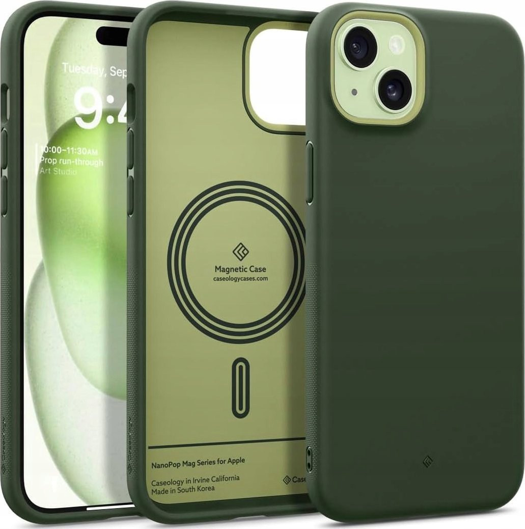 Mbulesë telefoni Spigen Caseology Nano Pop MagSafe për iPhone 15, TPU, dyngjyrëshe, jeshile Avo