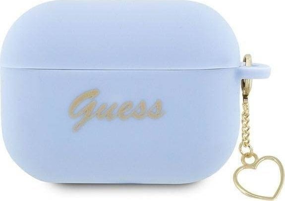 Mbulesë Guess GUAP2LSCHSB për Apple AirPods Pro 2, silikon, me varëse zemër, blu