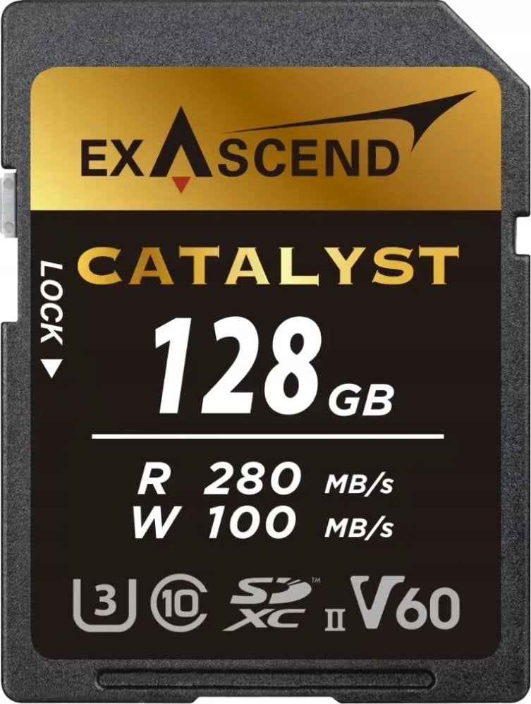Kartë memorie Exascend Catalyst SDXC, 128GB, UHS II U3 V60, e zezë
