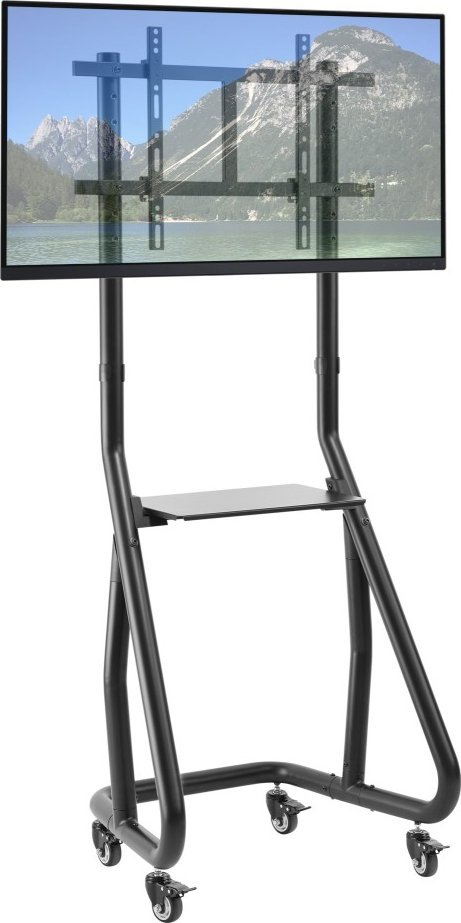 Karrocë TV për televizor LCD LED, 37-80", me raft, e zezë