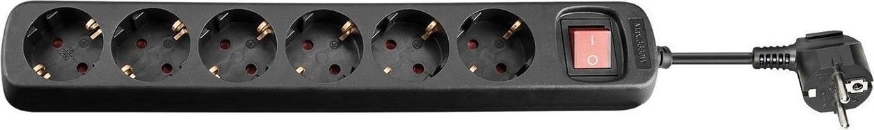 Продолжен приклучок MicroConnect GRU006B, 6 излези, кабел 1.8 m, црн