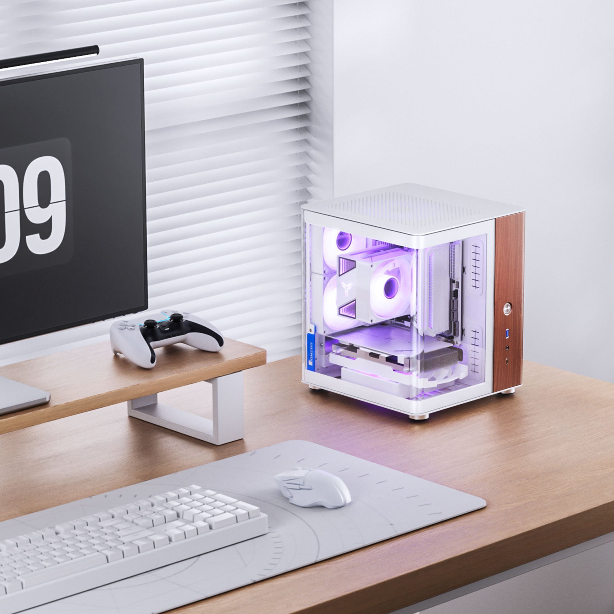 Kutia kompjuterike Jonsbo TK-0 Mini ITX, xham i temperuar, USB C, e bardhë