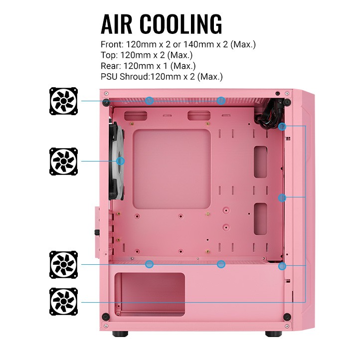 Kasë Aerocool Trinity Mini-Tower V3 - E Rozë