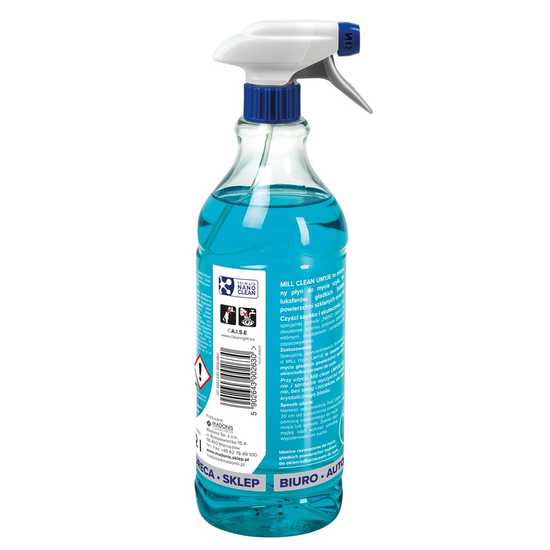 Lëng pastrues xhami Mill Clean Umyje, nano clean, 1.22L, blu