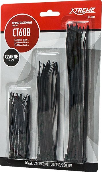 Lidhëse kabllosh pa marka, set 60 copë, plastikë, të zeza