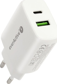 Karikues rrjeti EverActive SC-370Q, 25W, USB QC3.0 dhe USB C PD PPS, i bardhë