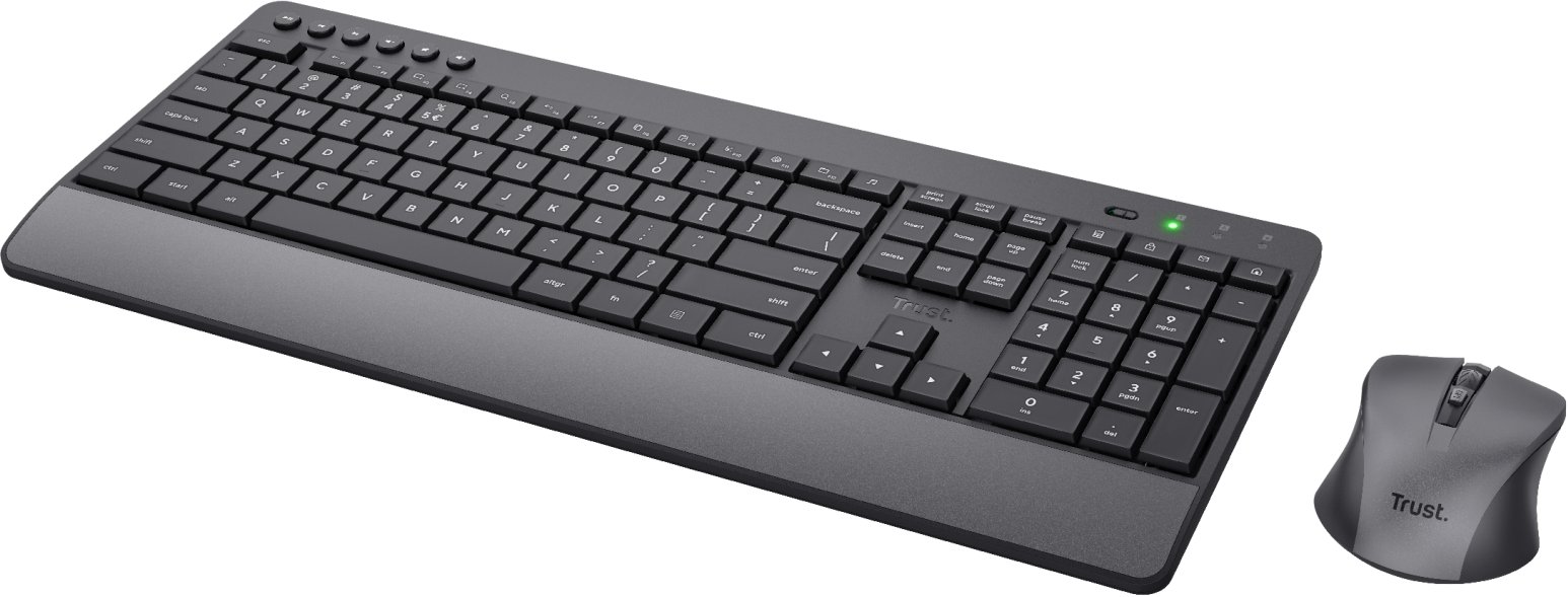Set tastierë dhe maus Trust Trezo Comfort, wireless, layout gjerman QWERTZ, i zi