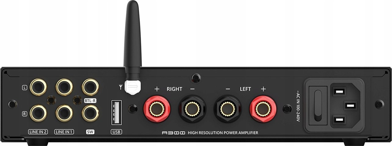 Përforcues audio SMSL A300, Bluetooth 5.0, dalje për subwoofer, i argjendtë