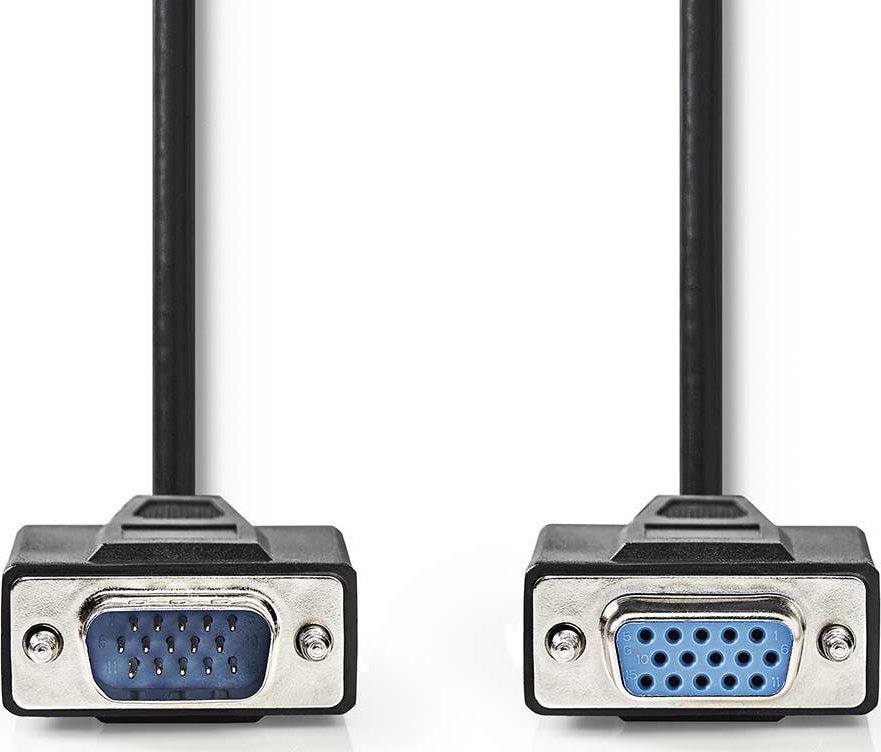 Kabllo VGA Nedis, VGA mashkull në VGA femër, 2 m, e zezë