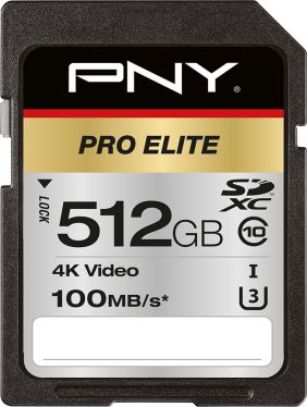 Kartë memorie PNY SDXC PRO Elite UHS-I (P-SD512U3100PRO-GE), 512GB