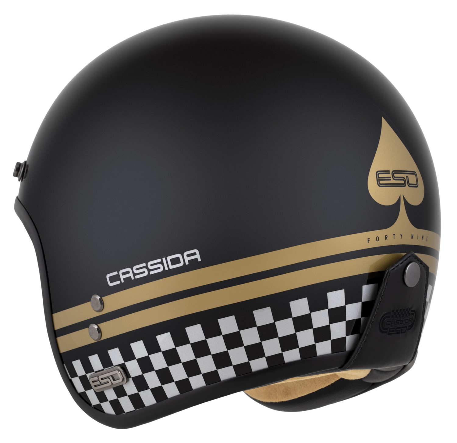 Helmetë moto CASSIDA ESO Forty Nine, fiberglass, ECE 22.06, e zezë perlë ar gri