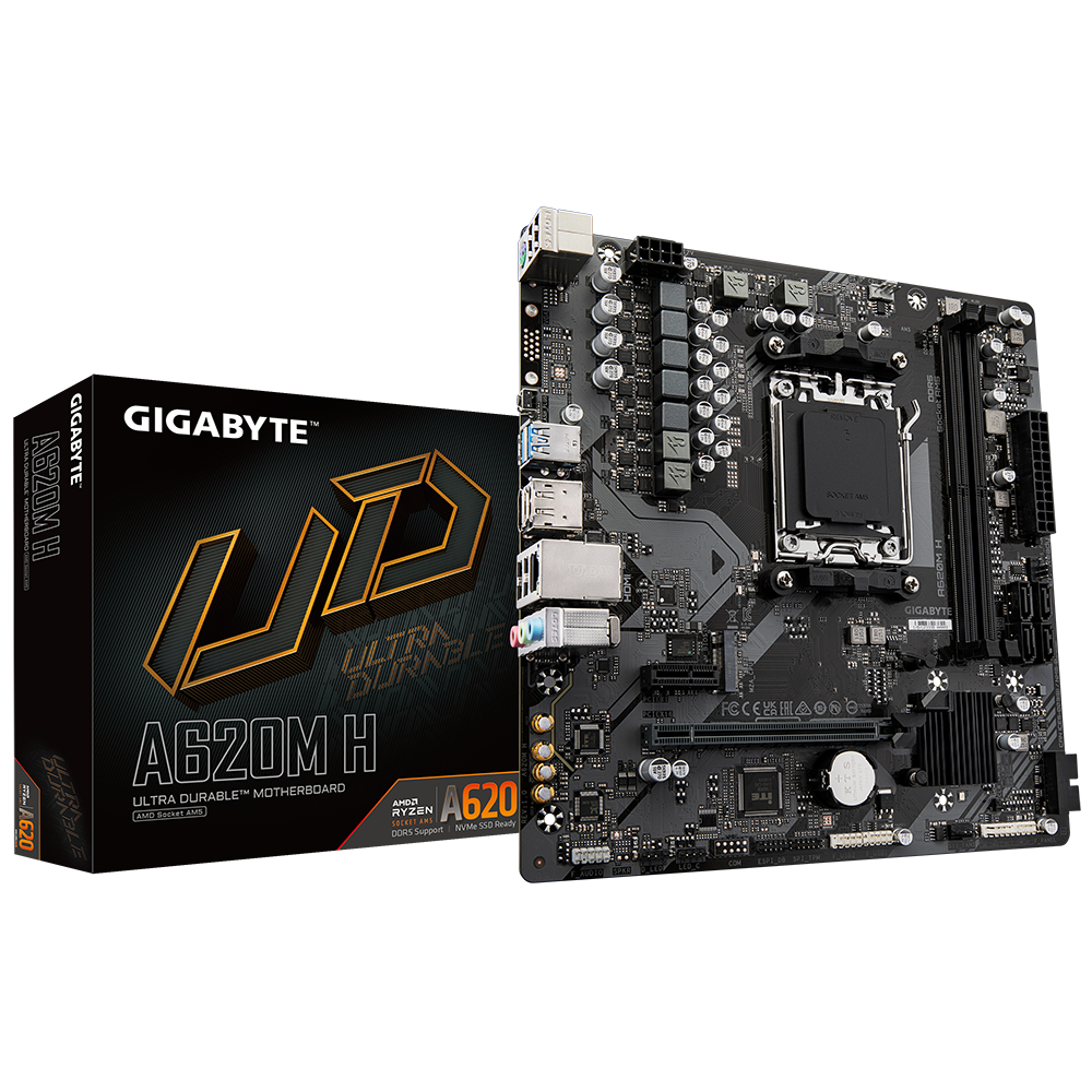 Pllakë amë Gigabyte A620M H, DDR5, PCIe 4.0, e zezë